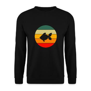 Ozean Tier Geschenk Retro Siamesischer Kampffisch - Unisex Pullover - Schwarz - Vorne - Alina (178cm) & Michal (187cm)