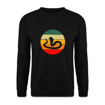 Kobra Tierliebhaber Geschenkidee Retro Schlange - Unisex Pullover - Schwarz - Vorne - Alina (178cm) & Michal (187cm)