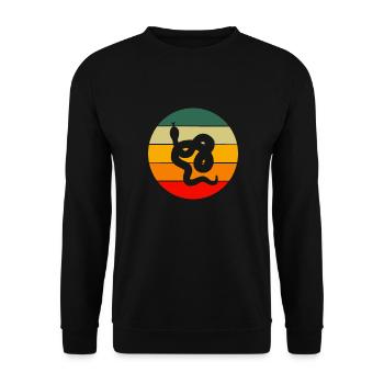Retro Tier Haustier Reptil Geschenk Schlange - Unisex Pullover - Schwarz - Vorne - Alina (178cm) & Michal (187cm)