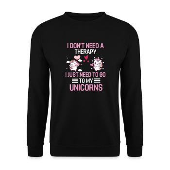 Thérapie de licorne Cadeau animal fantastique Licorne - Sweat-shirt Unisexe - noir - Devant - Alina (178cm) & Michal (187cm)