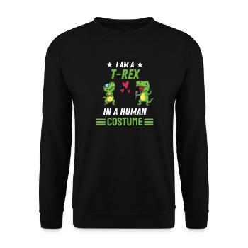 Tyrannosaurus Rex Kostüm Dino Geschenk T Rex - Unisex Pullover - Schwarz - Vorne - Alina (178cm) & Michal (187cm)