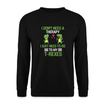 Tyrannosaurus Rex Therapie Geschenk Dino T Rex - Unisex Pullover - Schwarz - Vorne - Alina (178cm) & Michal (187cm)