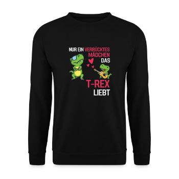 Dinosaurier Mädchen Dino Geschenk T Rex - Unisex Pullover - Schwarz - Vorne - Alina (178cm) & Michal (187cm)