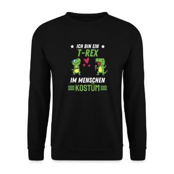 T Rex Kostüm Party Dino Geschenk Dinosaurier - Unisex Pullover - Schwarz - Vorne - Alina (178cm) & Michal (187cm)