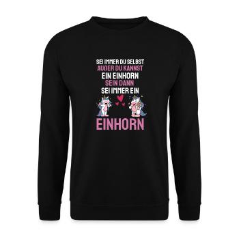Fantasy Tier Lustiges Geschenk Magisches Einhorn - Unisex Pullover - Schwarz - Vorne - Alina (178cm) & Michal (187cm)