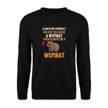 Australien Tierliebhaber Geschenk Lustiges Wombat - Unisex Pullover - Schwarz - Vorne - Alina (178cm) & Michal (187cm)