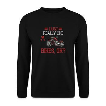 I just like motorcycles gift motorcyclist - Unisex Sweatshirt - black - Front - Alina (178cm) & Michal (187cm)