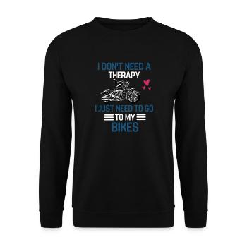 Biker Therapie Motorrad Geschenk Motorradfahrer - Unisex Pullover - Schwarz - Vorne - Alina (178cm) & Michal (187cm)