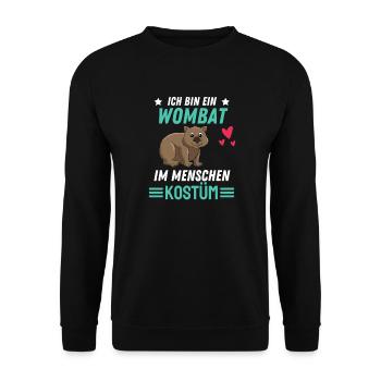 Wombat Kostüm Party Tier Geschenk Wombat - Unisex Pullover - Schwarz - Vorne - Alina (178cm) & Michal (187cm)