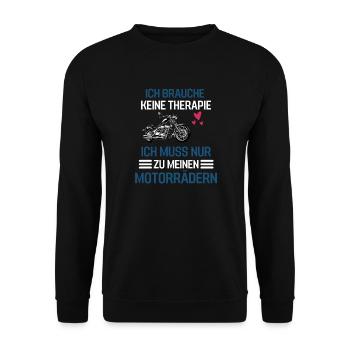 Motorrad fahren Therapie Biker Geschenk Motorrad - Unisex Pullover - Schwarz - Vorne - Alina (178cm) & Michal (187cm)