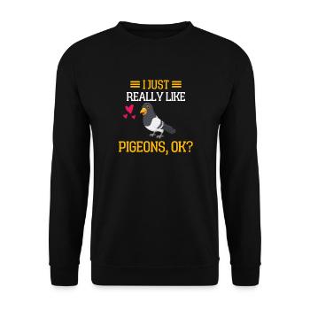 I just like pigeons gift funny pigeon - Unisex Sweatshirt - black - Front - Alina (178cm) & Michal (187cm)