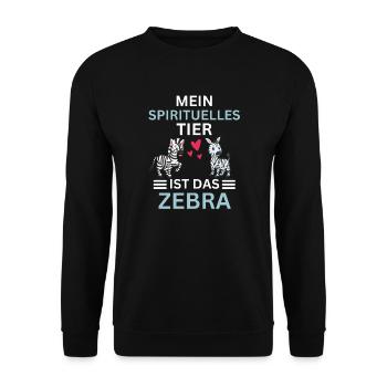 Mein spirituelles Tier Geschenk Lustiges Zebra - Unisex Pullover - Schwarz - Vorne - Alina (178cm) & Michal (187cm)