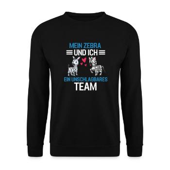 Zebra Tierliebhaber Zoo Tier Geschenk Zebra - Unisex Pullover - Schwarz - Vorne - Alina (178cm) & Michal (187cm)