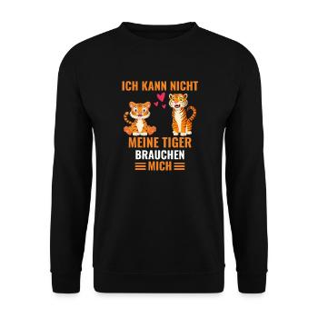 Dschungel Tier Geschenk Raubtier Lustiges Tiger - Unisex Pullover - Schwarz - Vorne - Alina (178cm) & Michal (187cm)