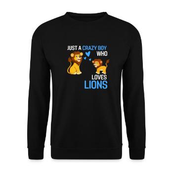 Just a Crazy Boy Zoo Animal Gift Lion - Unisex Sweatshirt - black - Front - Alina (178cm) & Michal (187cm)