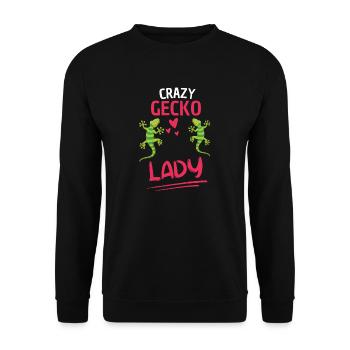 Verrückte Gecko Lady Eidechse Tier Geschenk Gecko - Unisex Pullover - Schwarz - Vorne - Alina (178cm) & Michal (187cm)