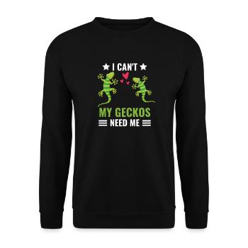 Ich kann nicht meine Geckos brauchen mich Gecko - Unisex Pullover - Schwarz - Vorne - Alina (178cm) & Michal (187cm)