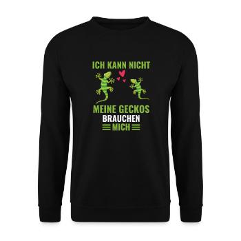 Eidechsen Tropisches Tier Geschenk Lustiges Gecko - Unisex Pullover - Schwarz - Vorne - Alina (178cm) & Michal (187cm)