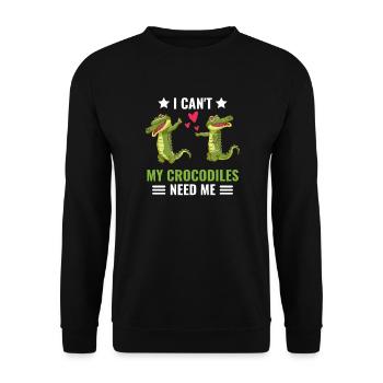 Ich kann nicht Raubtier Geschenk Lustiges Krokodil - Unisex Pullover - Schwarz - Vorne - Alina (178cm) & Michal (187cm)