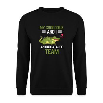 Mon crocodile et moi Zoo Animal Gift Crocodile - Sweat-shirt Unisexe - noir - Devant - Alina (178cm) & Michal (187cm)