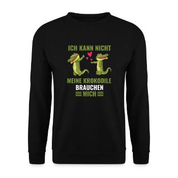 Raubtier Tierliebhaber Geschenk Lustiges Krokodil - Unisex Pullover - Schwarz - Vorne - Alina (178cm) & Michal (187cm)
