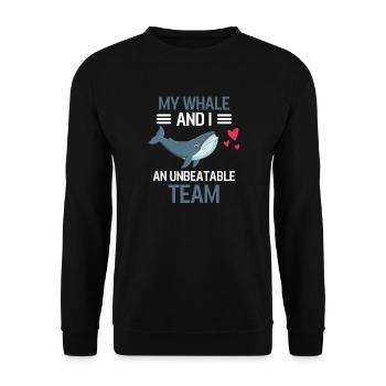 My Whales and I Ocean Animal Gift Whale - Unisex Sweatshirt - black - Front - Alina (178cm) & Michal (187cm)