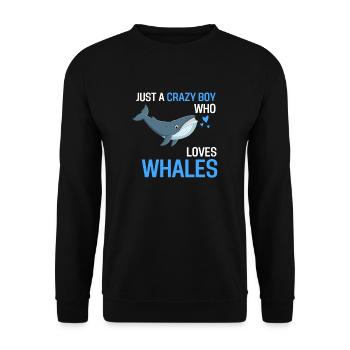 Just a Crazy Boy Animal Gift Killer Whale - Unisex Sweatshirt - black - Front - Alina (178cm) & Michal (187cm)