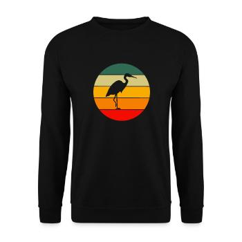 Bird Animal Bird Lovers Gift Retro Crane - Unisex Sweatshirt - black - Front - Alina (178cm) & Michal (187cm)