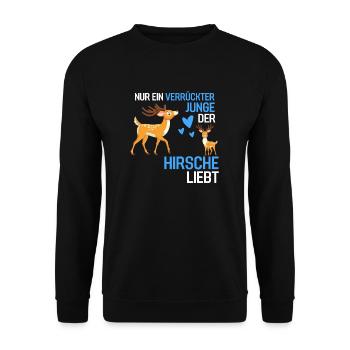 Waldtier Jungen Tierliebhaber Geschenk Hirsch - Unisex Pullover - Schwarz - Vorne - Alina (178cm) & Michal (187cm)