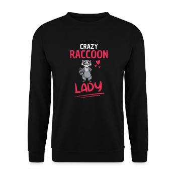 Crazy Raccoon Lady Woodland Animal Gift Raccoon - Unisex Sweatshirt - black - Front - Alina (178cm) & Michal (187cm)