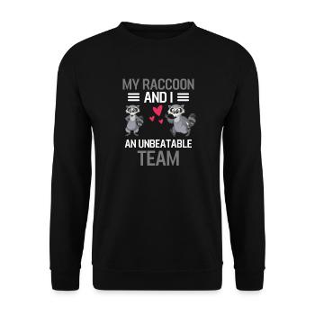 Meine Waschbären und ich Tier Geschenk Waschbär - Unisex Pullover - Schwarz - Vorne - Alina (178cm) & Michal (187cm)