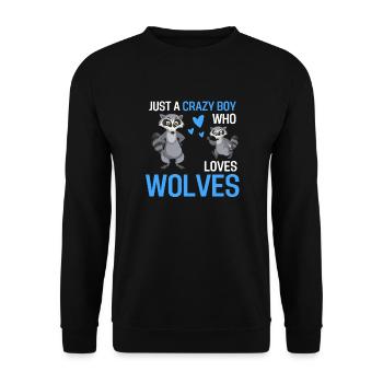 Just a Crazy Boy Animal Gift Raccoon - Unisex Sweatshirt - black - Front - Alina (178cm) & Michal (187cm)
