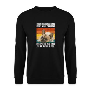 Drôle Frenchie Retro Français Bulldog - Sweat-shirt Unisexe - noir - Devant - Alina (178cm) & Michal (187cm)