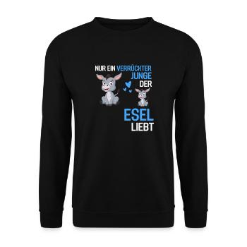 Bauernhof Tier Jungen Tierliebhaber Geschenk Esel - Unisex Pullover - Schwarz - Vorne - Alina (178cm) & Michal (187cm)