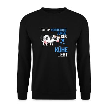 Junge Bauernhof Tier Jungen Bauer Geschenk Kuh - Unisex Pullover - Schwarz - Vorne - Alina (178cm) & Michal (187cm)