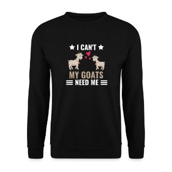 Ich kann nicht Tierliebhaber Geschenk Tier Ziege - Unisex Pullover - Schwarz - Vorne - Alina (178cm) & Michal (187cm)