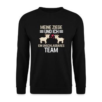 Tierliebhaber Bauernhof Tier Geschenk Bauer Ziege - Unisex Pullover - Schwarz - Vorne - Alina (178cm) & Michal (187cm)