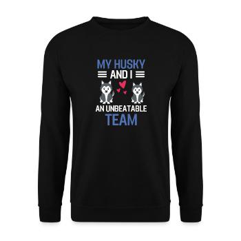 My Husky and I Dogs Pet Gift Husky - Unisex Sweatshirt - black - Front - Alina (178cm) & Michal (187cm)