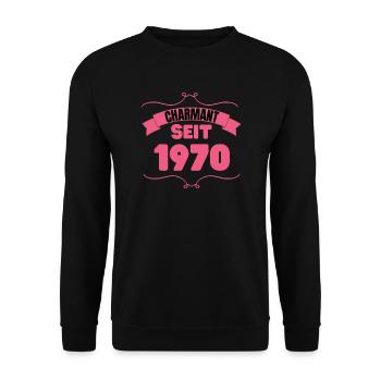 Charmant seit 1970 Geburtstagsfeier 53. Geburtstag - Unisex Pullover - Schwarz - Vorne - Alina (178cm) & Michal (187cm)