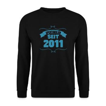 12. Geburtstag Geschenk Spektakulär seit 2011 - Unisex Pullover - Schwarz - Vorne - Alina (178cm) & Michal (187cm)