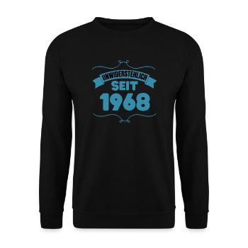 55. Geburtstag Geschenk Unwiderstehlich seit 1968 - Unisex Pullover - Schwarz - Vorne - Alina (178cm) & Michal (187cm)