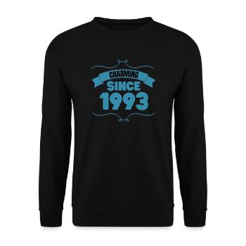 30th Birthday Party Gift Charming since 1993 - Unisex Sweatshirt - black - Front - Alina (178cm) & Michal (187cm)