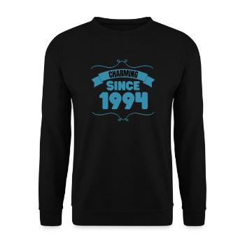 29th Birthday Party Gift Charming since 1994 - Unisex Sweatshirt - black - Front - Alina (178cm) & Michal (187cm)