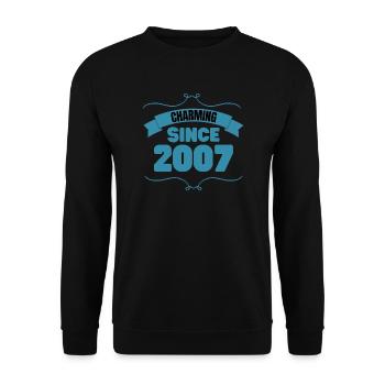 16th Birthday Party Gift Charming since 2007 - Unisex Sweatshirt - black - Front - Alina (178cm) & Michal (187cm)