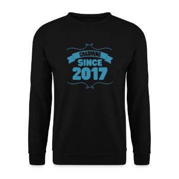 6ème fête d’anniversaire Cadeau Charmant depuis 2017 - Sweat-shirt Unisexe - noir - Devant - Alina (178cm) & Michal (187cm)