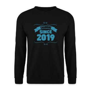4. Geburtstags Party Geschenk Charmant seit 2019 - Unisex Pullover - Schwarz - Vorne - Alina (178cm) & Michal (187cm)