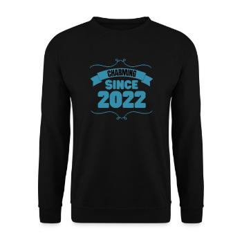 1st Birthday Party Gift Charming since 2022 - Unisex Sweatshirt - black - Front - Alina (178cm) & Michal (187cm)