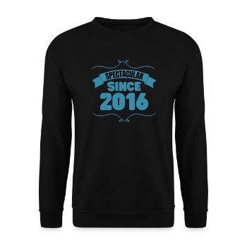7th birthday gift Spectacular since 2016 - Unisex Sweatshirt - black - Front - Alina (178cm) & Michal (187cm)
