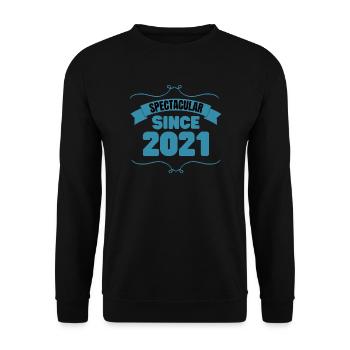 2nd birthday gift Spectacular since 2021 - Unisex Sweatshirt - black - Front - Alina (178cm) & Michal (187cm)