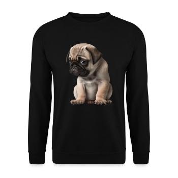 Shy Pug Puppy - Unisex Sweatshirt - black - Front - Alina (178cm) & Michal (187cm)
